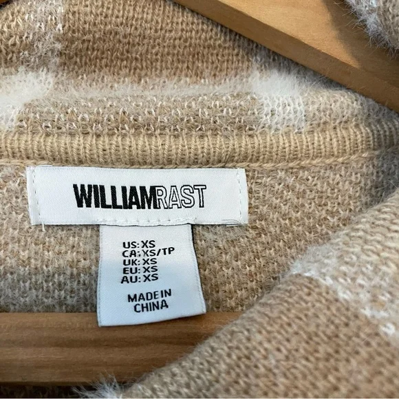 William Rast Plaid Shacket Womens XS Tan Cream Button Front Knit Shirt Jacket - Picture 4 of 4